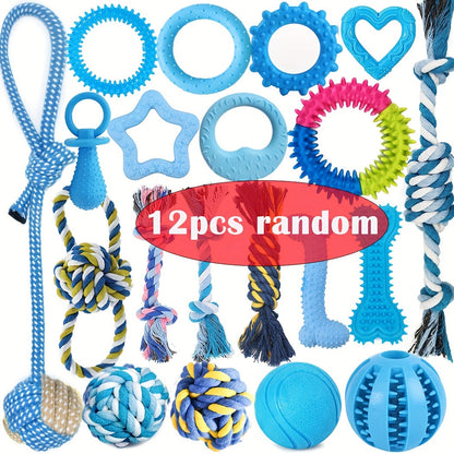 Lot de jouets de dentition pour chiots – Assortiment de jouets à mâcher, cordes, jouets couineurs et balles à friandises pour petits et moyens chiens, cadeau idéal pour Noël, Halloween et les anniversaires des chiots