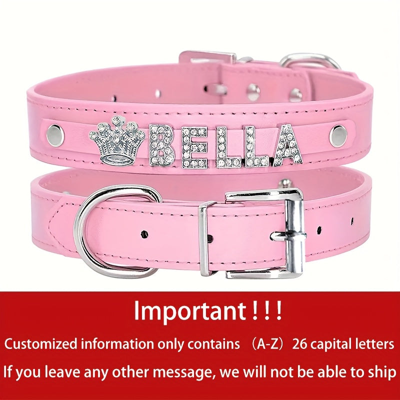 Collier pour chien en cuir PU personnalisé avec médaille - Collier d'identification personnalisé pour petits, moyens et grands chiens et chats XS S M L 8 couleurs, accessoire élégant pour animal de compagnie, cadeau, blanc, noir, rose, bleu, violet