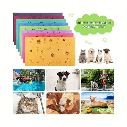Serviettes pour chien à séchage rapide, lot de 4 – Ensemble de serviettes de bain pour animaux en microfibre douce et absorbante avec motifs de pattes pour chiens de taille moyenne, serviettes de toilettage et de bain, couleurs assorties aléatoires
