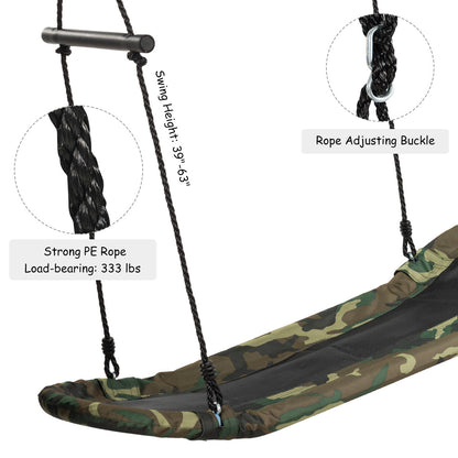 Outdoor Surfing Tree Swing Platform Swing with Soft Foam Handles Adjustable Height 39-63 Inch Saucer Swing Metal Frame 333 lbs Capacity for Kids Backyard Garden