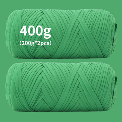 Fil de coton pour t-shirt 400 g (2 x 200 g) mélange de coton épais en 49 couleurs – Fil épais et doux pour paniers au crochet, sacs, tapis, projets de macramé et tricot – Fil de loisirs créatifs idéal pour les débutants