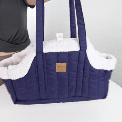 Sac de transport d'hiver pour animaux avec fermeture à pression – Sac fourre-tout chaud et confortable pour petits chiens et chats, idéal pour les activités en extérieur, disponible en marron, noir, beige, rose, vert et bleu