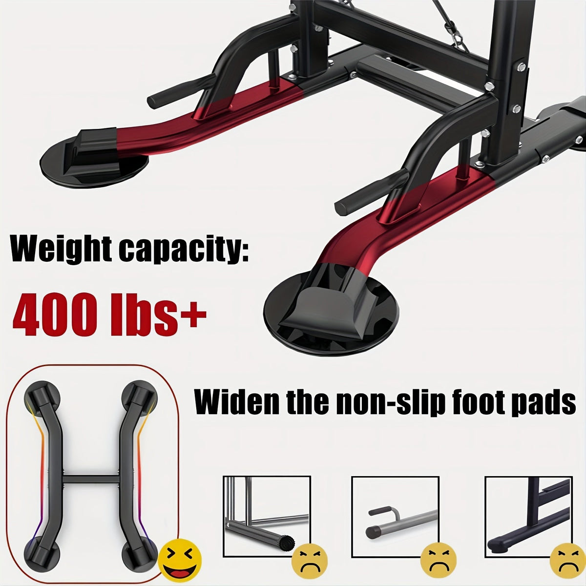 Station de musculation Power Tower avec barre de traction et poste à dips – Hauteur réglable 127-230 cm, capacité 150 kg, équipement de musculation multifonction pour hommes et femmes, bandes élastiques incluses