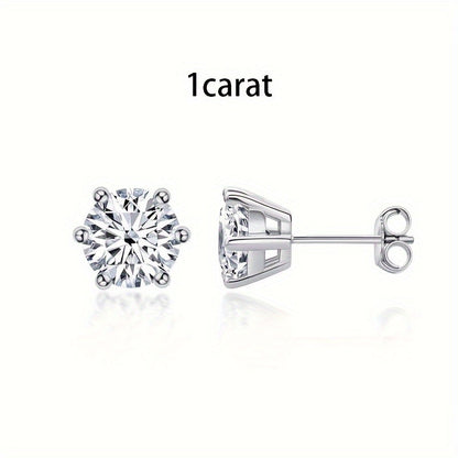 Boucles d'oreilles puces en argent sterling S925 et moissanite pour femme – Style vintage élégant, 0,5 ct, 1 ct, 2 ct, 3 ct, doré et argenté, bijou pour le quotidien ou pour offrir en cadeau