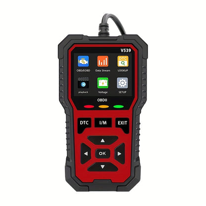 Scanner OBD2 V539 – Lecteur de code moteur complet avec 6 modes de réinitialisation, test de tension de batterie, lit et efface les codes sans batterie – Compatible avec tous les véhicules OBD2/EOBD de 1996 et plus récents