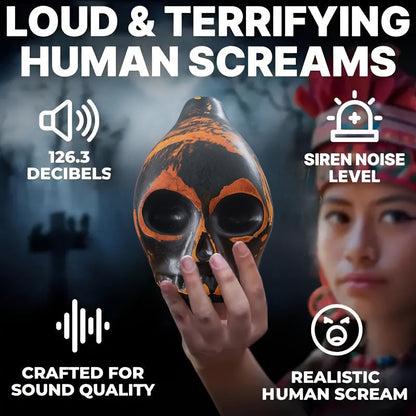 Sifflet de la mort aztèque, réplique d'instrument de musique en forme de crâne, fabriqué à la main en céramique – Cadeau unique pour les passionnés d'histoire, les collectionneurs et décoration d'Halloween, aucune pile nécessaire