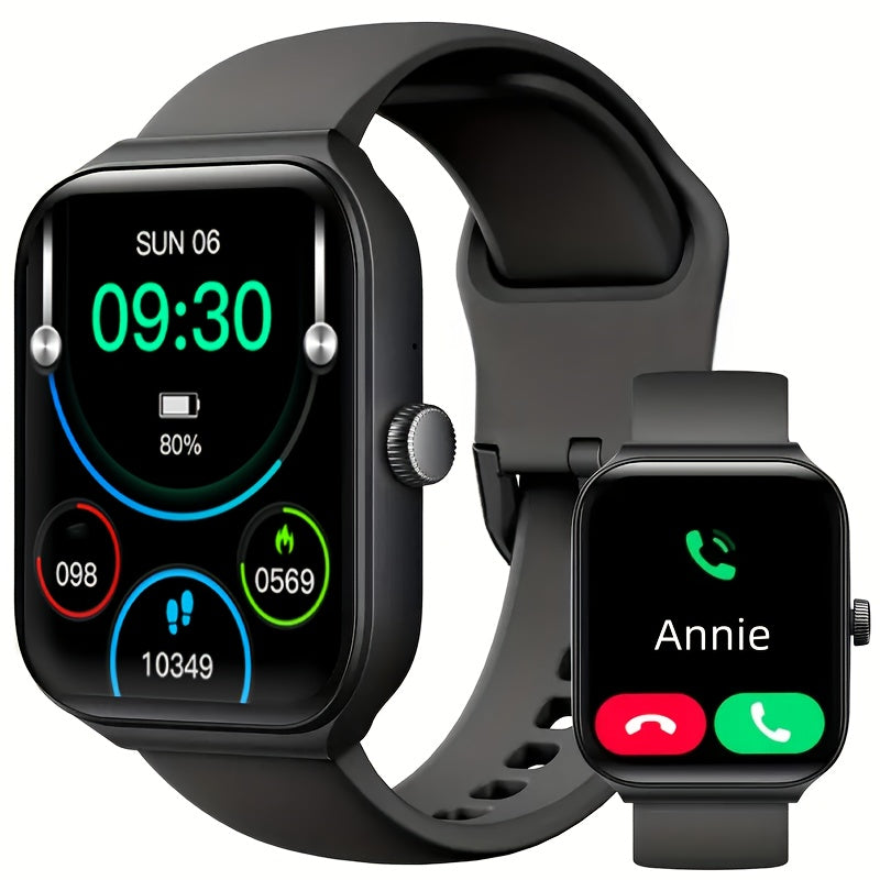 Smart Watch 1.83" Fitness Tracker with Bluetooth Calling – Step Counter, Activity Monitor, Message Notifications, Multi-Sport Modes, USB Charging, Compatible with iPhone & Android, Gift for Men & Women (Black/Pink)