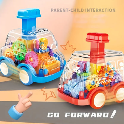 Voiture jouet transparente à rétrofriction pour enfants – Modèle de voiture à moteur visible éducatif pour garçons et filles | Cadeau d'anniversaire, de Noël ou d'Halloween, disponible en jaune, bleu et rouge