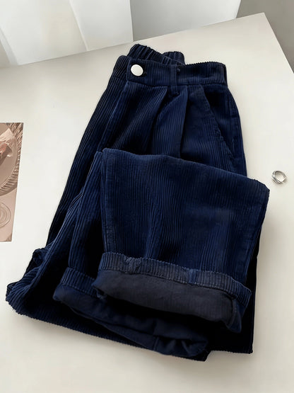 Pantalon décontracté droit et fluide pour femme - Pantalon large style décontracté pour femme en noir, marron, bordeaux, olive, bleu marine, abricot, tailles S-XXL