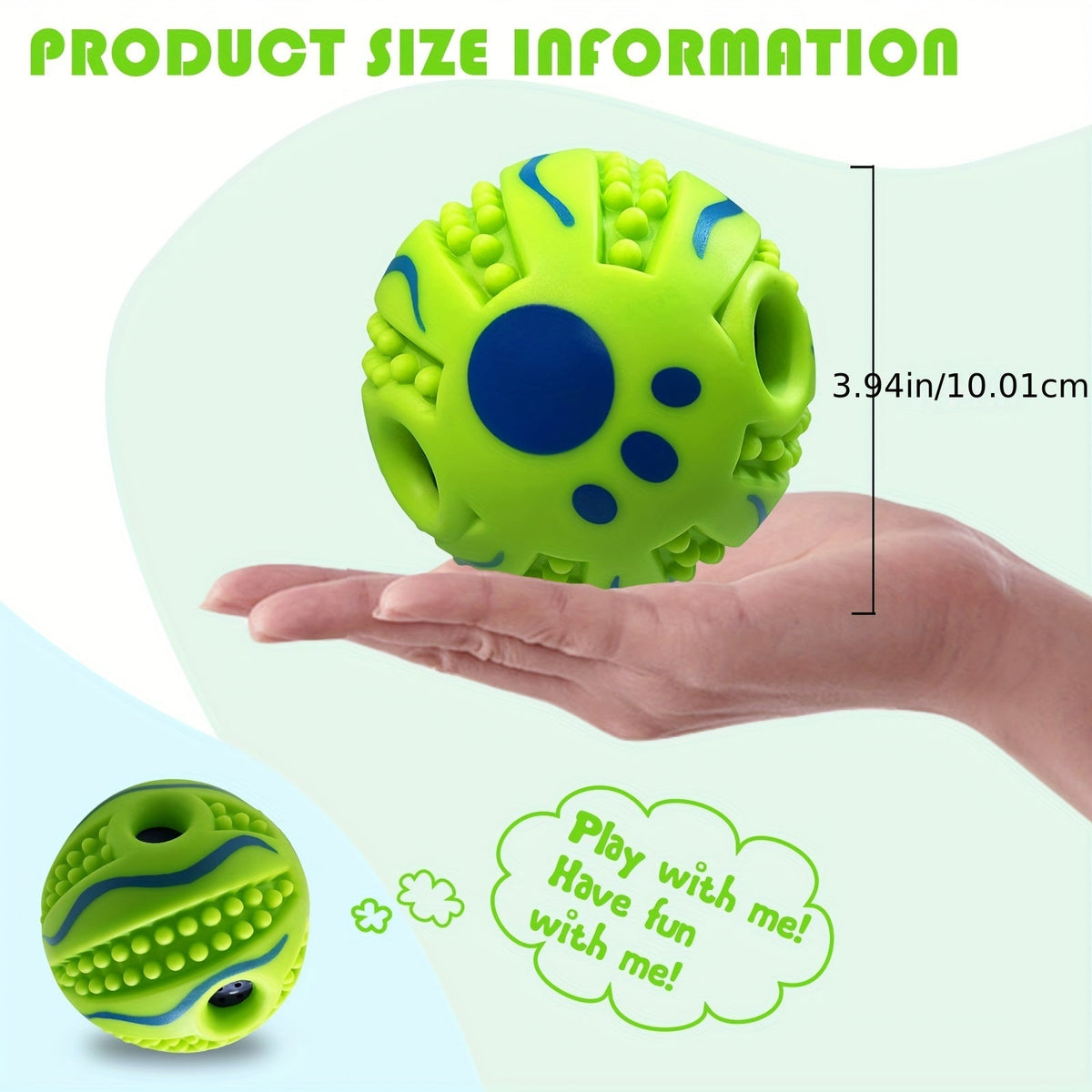 Jouet pour chien balle à picots sonore 10 cm - Balle interactive sonore pour le nettoyage des dents et le troupeau, jouet d'entraînement pour chiens moyens et grands, balle sensorielle en caoutchouc durable avec couineur