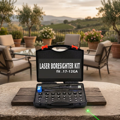 Kit de réglage laser avec 32 adaptateurs – Viseur laser rouge et vert pour calibres de 0,17 à 12GA, outil de réglage de précision pour fusil avec 8 heures d'autonomie, bouton marche/arrêt pour la chasse et le tir