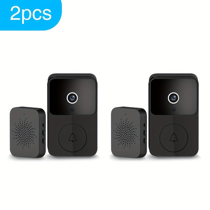 Sonnette vidéo sans fil avec caméra HD, vision nocturne, alertes de mouvement et audio bidirectionnel – Sonnette WiFi intelligente, visualisation mobile à distance, changeur de voix, batterie rechargeable, 2,4 GHz, sécurité domestique