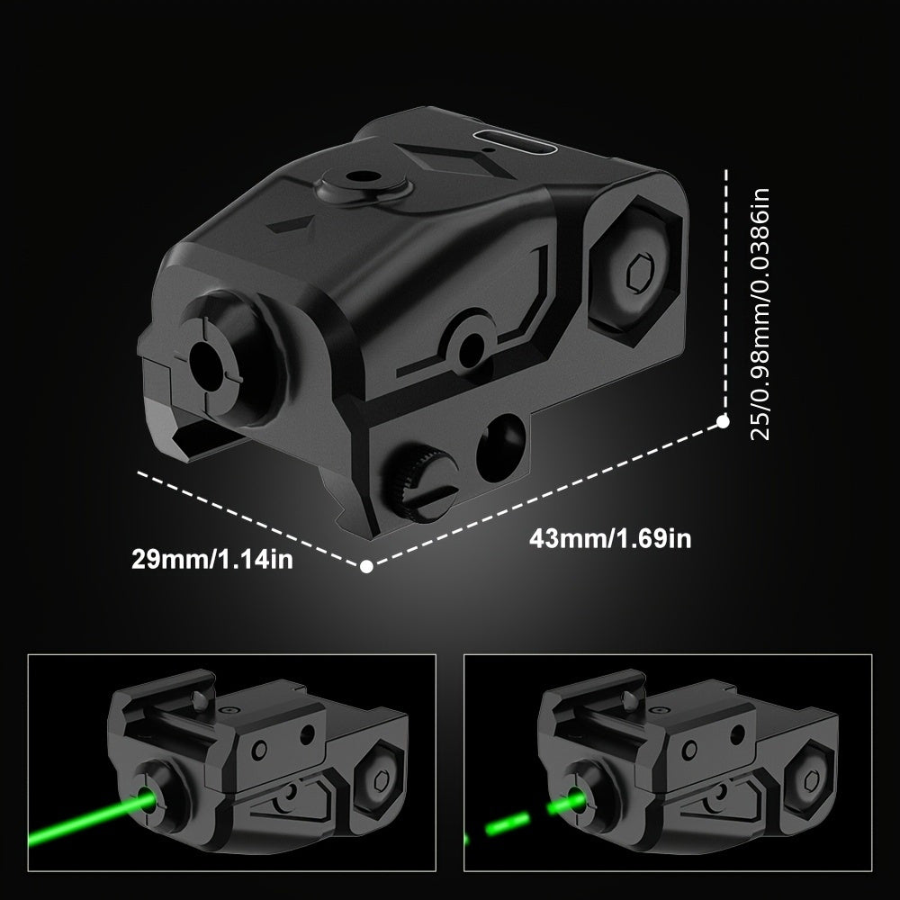 Viseur laser rechargeable USB-C pour rail Picatinny – Combo viseur point laser vert et rouge avec lampe torche tactique, résistant aux vibrations, réglage rapide, pour pistolets, fusils, chasse et compétition