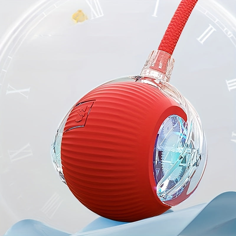 Balle jouet pour chat LED avec corde à queue - Balle interactive électrique intelligente à rotation automatique pour chats et chiots, balle bondissante automatique pour l'exercice du chat, soulagement de l'ennui et jeu en intérieur