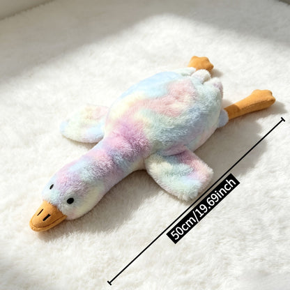 Grande peluche canard tie-dye pour chiens et chats – Jouet compagnon doux et lavable de 50 cm avec yeux brodés et conception sans fermeture éclair pour animaux de toutes tailles