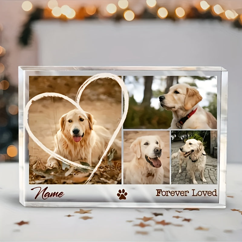 Plaque acrylique personnalisée pour animal de compagnie « Forever Loved » - Cadeau commémoratif personnalisé pour chien et chat, souvenir de deuil avec photo imprimée, cadeau attentionné pour propriétaires d'animaux endeuillés