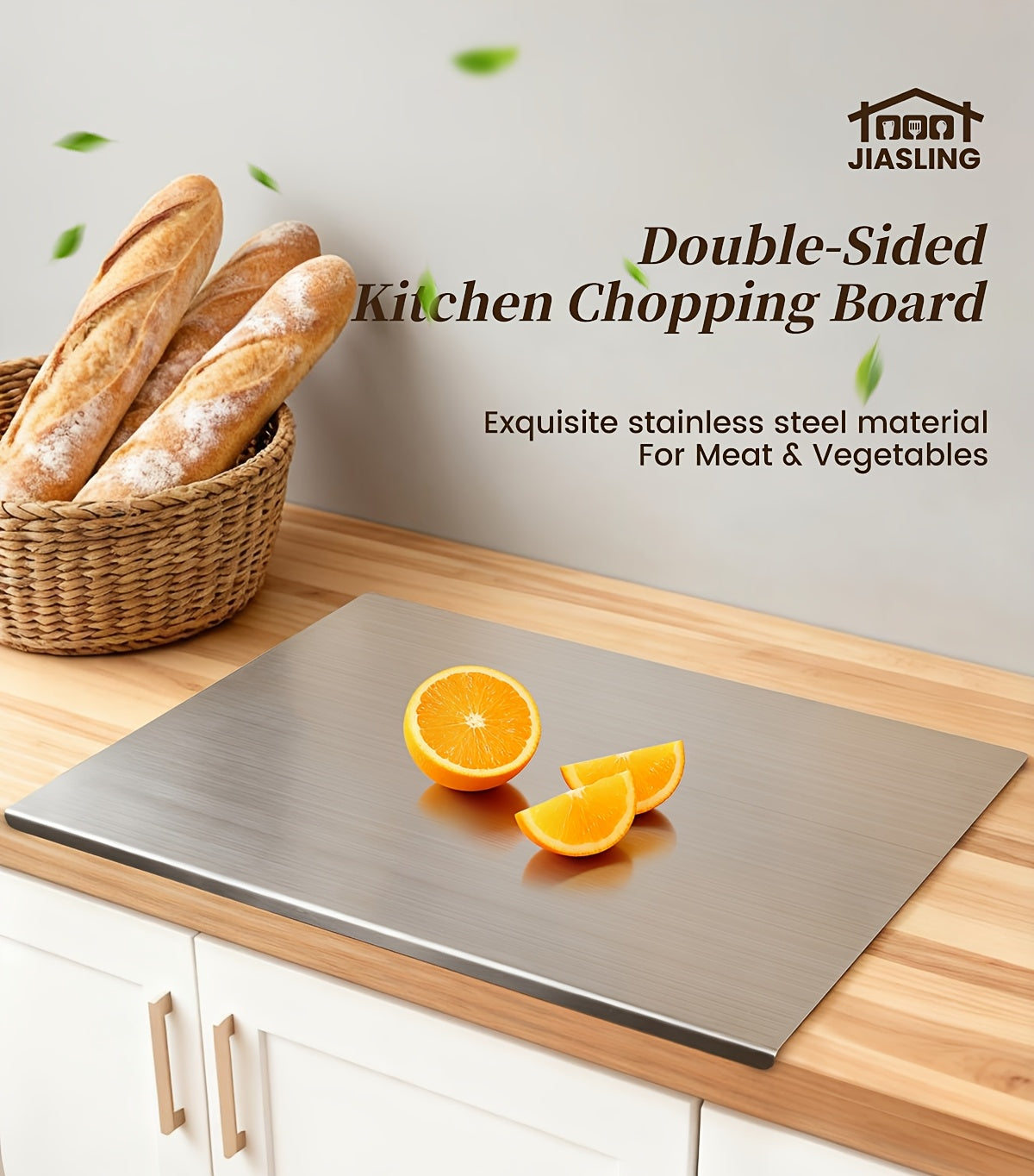 Planche à découper en acier inoxydable 304 – Billot de cuisine antirouille, facile à nettoyer, disponible en 3 tailles (40 cm × 30 cm, 50 cm × 40 cm, 60 cm × 40 cm)