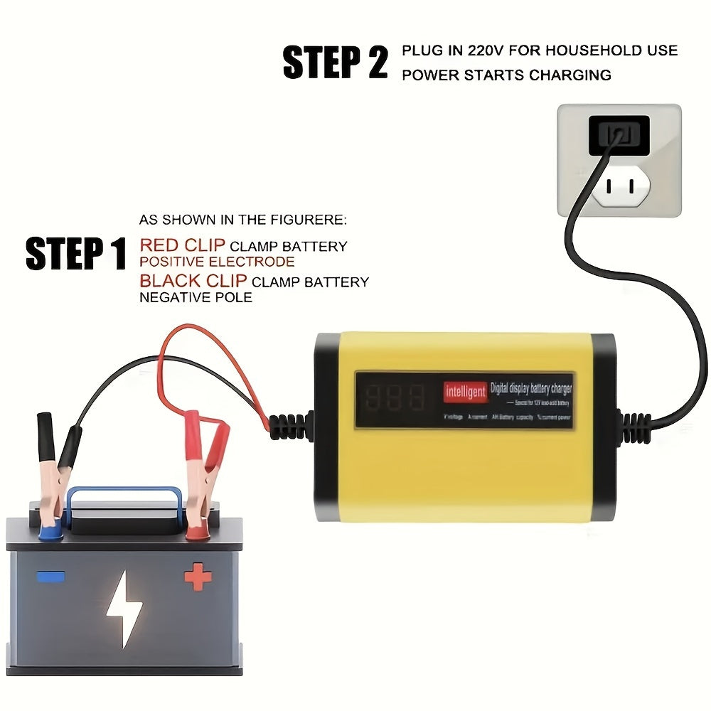 Chargeur et mainteneur de batterie de voiture intelligent 12V, chargeur d'entretien intelligent avec désulfatation et compensation de température pour batteries de 2Ah-100Ah – Compatible avec voiture, camion, moto et tondeuse à gazon