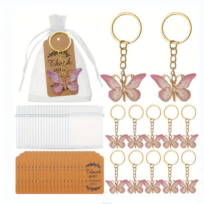Lot de 36 porte-clés papillon aux couleurs dégradées – Breloques papillon élégantes avec anneau pour fêtes, mariages et anniversaires – Cadeau décoratif et souvenirs de fête