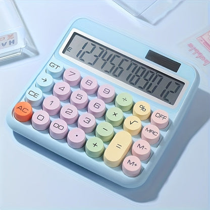 Calculatrice de bureau solaire 12 chiffres – Grand écran, grosses touches, haute précision, sans pile, calculatrice portable pour le bureau, l'école et la maison