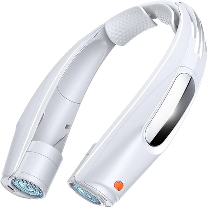Ventilateur de cou portable mains libres, ventilateur personnel rechargeable par USB 3000 mAh, 6 vitesses réglables, ventilateur de refroidissement sans pales pour la maison, le bureau, le camping en plein air, les voyages – Noir et blanc