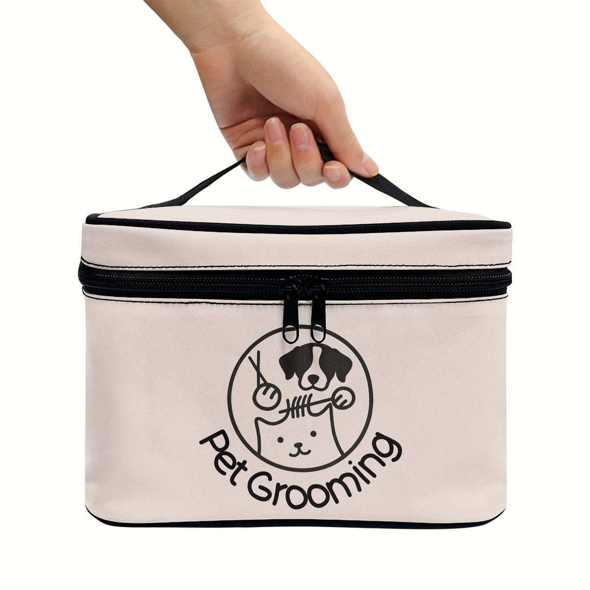 Sac de rangement pour accessoires de toilettage pour chiens et chats – Organisateur portable avec poignée et double fermeture éclair, trousse de toilettage pour animaux de voyage, cadeau idéal pour les amoureux des animaux