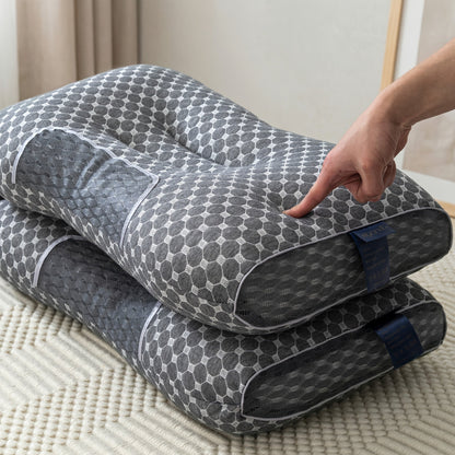 Lot de 2 oreillers cervicaux ergonomiques – Oreiller de soutien cervical en tissu respirant avec taie d'oreiller amovible à fermeture éclair, soulage la pression des épaules et du cou, disponible en 5 couleurs pour la maison et le bureau