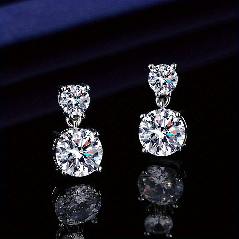 Boucles d'oreilles clous en mo issanite de 5 carats pour femme – Boucles d'oreilles pendantes en argent sterling 925, bijou de luxe brillant, cadeau idéal pour Noël, la Saint-Valentin et les occasions spéciales