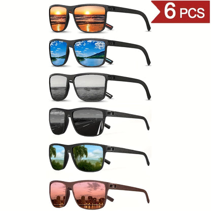 Lot de 6 paires de lunettes unisexes, monture légère en PC, protection UV, verres haute définition anti-reflets - Lunettes de mode pour hommes et femmes, conduite et extérieur, pack économique, vision claire au quotidien