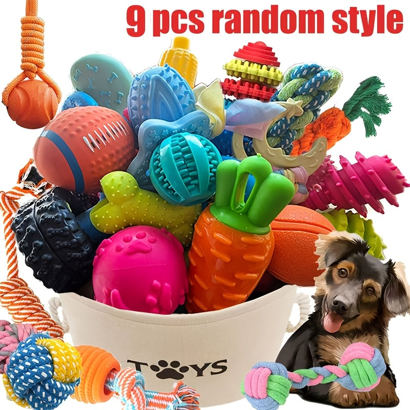 Lot de jouets à mâcher pour chien 3/6/9 pièces - Ensemble de jouets dentaires pour chiots en période de dentition, jouets corde à nœuds anti-ennui pour petits chiens, coffret cadeau assorti style aléatoire