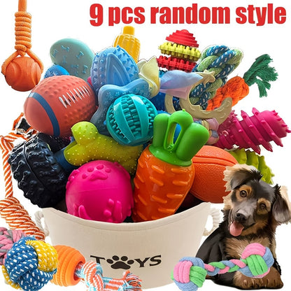 Lot de jouets à mâcher pour chien 3/6/9 pièces - Ensemble de jouets dentaires pour chiots en période de dentition, jouets corde à nœuds anti-ennui pour petits chiens, coffret cadeau assorti style aléatoire