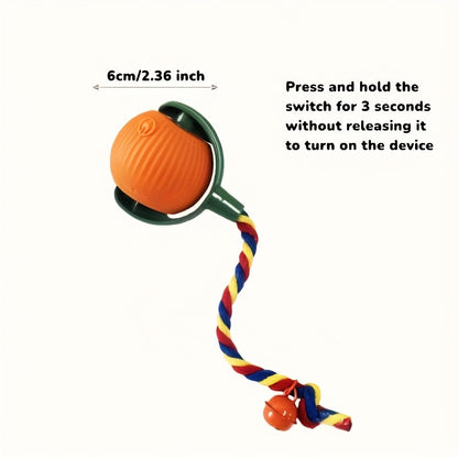 Balle jouet automatique rechargeable pour chat avec grelot et queue colorée – Jouet électrique intelligent anti-ennui pour chats et chiens, jouet interactif auto-mobile, jeu d'intérieur amusant pour chatons et chiots