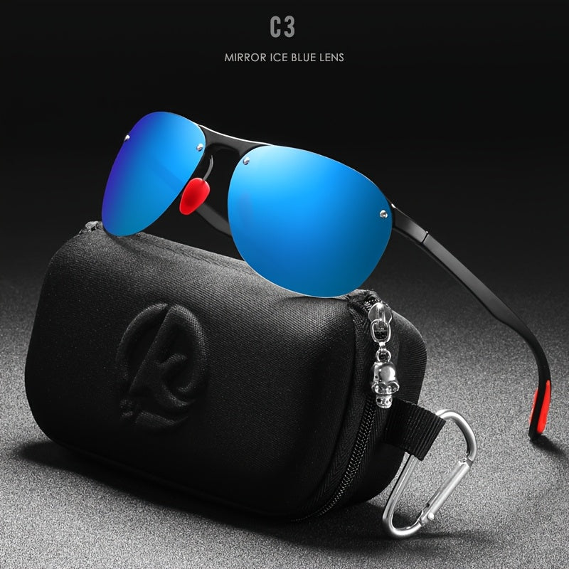 Lunettes de soleil polarisées photochromiques KDEAM pour hommes et femmes – Monture ovale sans bord en TR90 léger, verres TAC à assombrissement automatique, protection UV400, finition miroir, étui rigide et chiffon inclus