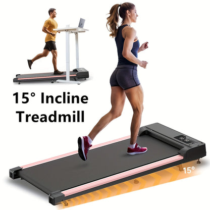 Tapis de marche sous bureau, moteur silencieux 2,5 HP, inclinaison 15 %, 4-en-1, capacité de 120 kg avec télécommande et écran LED - Tapis de course portable pour bureau à domicile, marche, jogging et perte de poids