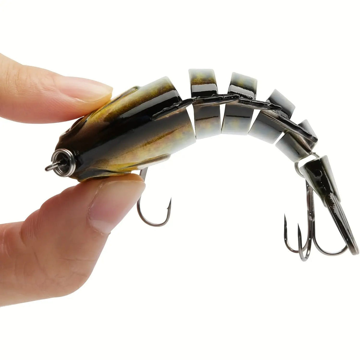 Lot de 4 leurres de pêche articulés Swimbait – Appât de surface rigide réaliste type perche avec hameçons triples, 8,9 cm / 24 g, leurres réalistes type crapet et poisson-soleil pour la pêche au bar en eau douce et en eau salée