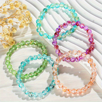 Lot de 50 bracelets de perles en verre, couleurs aléatoires – Bracelets d'amitié colorés faits main et empilables, lot en gros pour femmes, filles et enfants, cadeaux d'invités, cadeaux et création de bijoux DIY