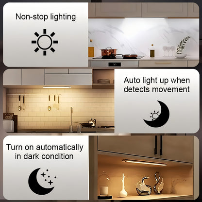 Éclairage sous meuble à détecteur de mouvement LED – Lampe de placard sans fil rechargeable USB-C, 3 températures de couleur et intensité variable, fixation magnétique, veilleuse à détection de mouvement pour cuisine, placard, tiroir (lot de 1/2/4)