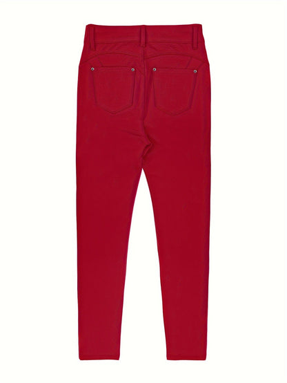 Jean skinny stretch taille haute pour femme, détail bouton en métal, style urbain, pantalon en jean coupe ajustée, 10 couleurs, S-XXL