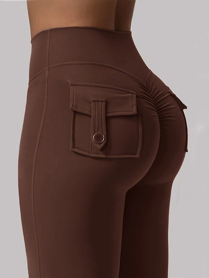 Lot de 3 pantalons évasés taille haute pour femmes – Leggings cargo de sport décontractés, gainants, galbants et séchage rapide, coupe longue, noir, gris, vert