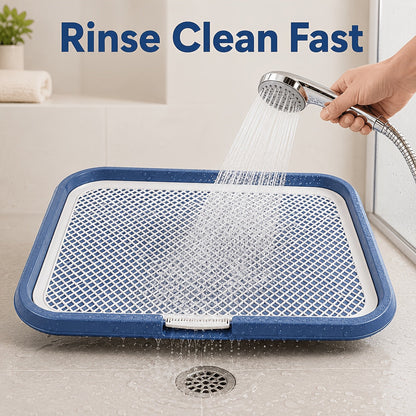 Bac à litière étanche pour chien, toilettes d'intérieur pour chiot avec grille amovible, support de tapis de propreté lavable pour l'apprentissage des chiots en appartement, station sanitaire pour petits et moyens chiens