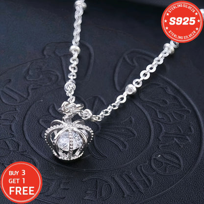 Collier couronne en argent sterling S925 pour femme 18 pouces – Pendentif en oxyde de zirconium 5A, ras-du-cou hypoallergénique, cadeau élégant pour femme, petite amie, maman, fille, anniversaire, Noël