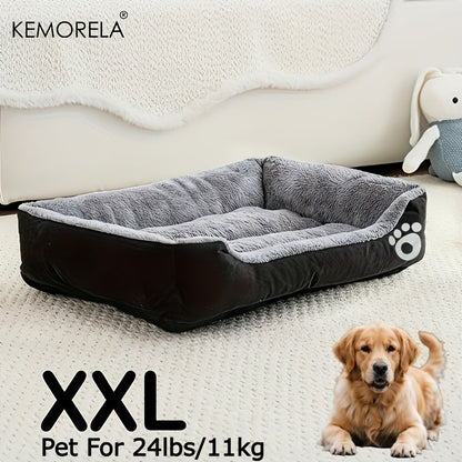 Large Rectangular Dog Bed with Paw Print Design for Small to Medium Dogs – Warm Soft Polyester Pet Bedding, Durable All-Season Dog Mat, Stylish Indoor Dog Bed