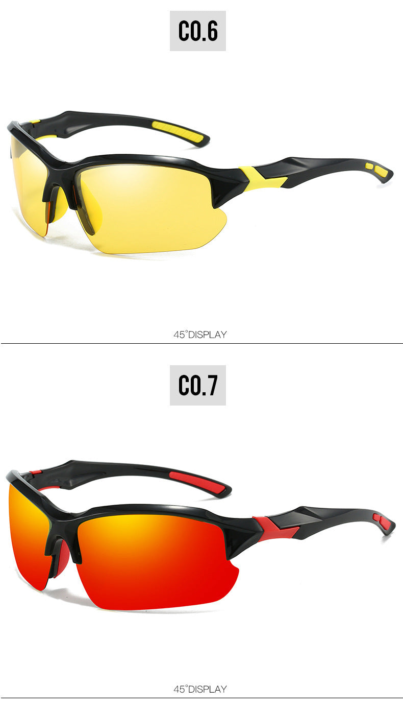 Lunettes de soleil sport polarisées demi-monture pour hommes, protection UV400, lunettes légères pour le ski, la conduite, la course, la pêche et les activités en plein air, lot de 3 ou lot de 10