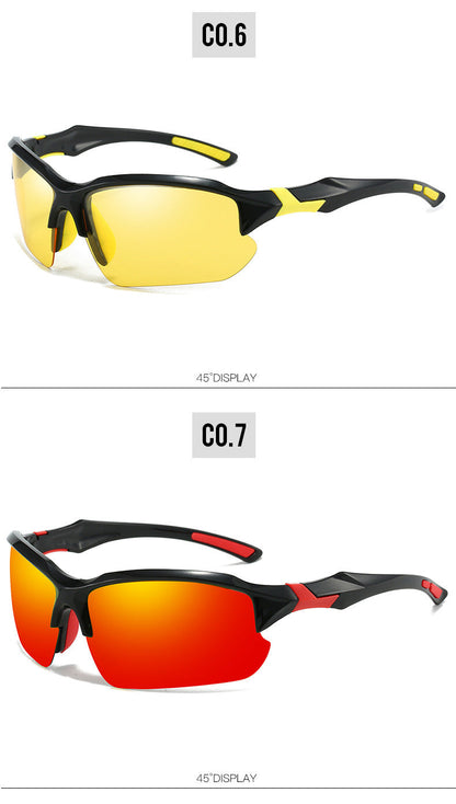 Lunettes de soleil sport polarisées demi-monture pour hommes, protection UV400, lunettes légères pour le ski, la conduite, la course, la pêche et les activités en plein air, lot de 3 ou lot de 10