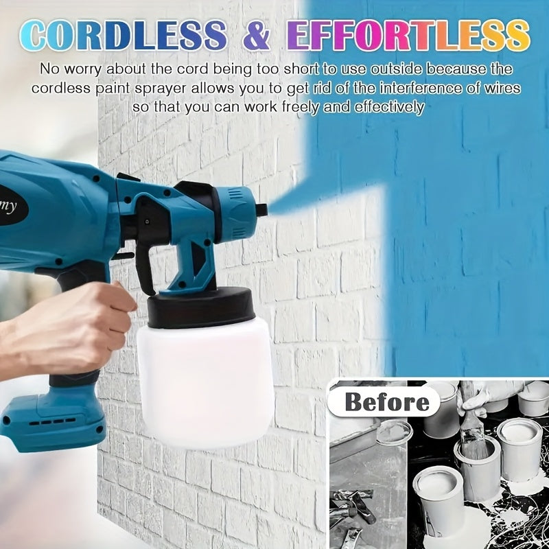 Pistolet à peinture électrique HVLP – Pistolet pulvérisateur airless avec 3 motifs, réservoir de 800 ml, nettoyage facile pour maison, meubles, placards, clôtures, murs, voitures et projets de bricolage