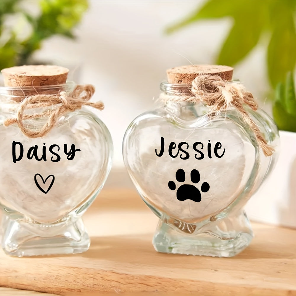 Bocal souvenir personnalisé pour animal de compagnie – Urne en forme de cœur pour poils et fourrure – Cadeau de deuil pour chien ou chat, urne commémorative pour animaux bien-aimés