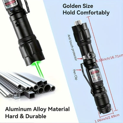 Pointeur laser haute puissance avec batterie et chargeur, lampe torche laser tactique rouge, verte et violette pour présentations en intérieur, camping, randonnée et observation des étoiles, faisceau longue portée