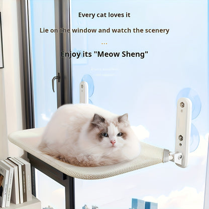 Hamac suspendu pour chat avec filet de rechange – Lit pour chat à montage mural ou au plafond, adhésif sans traces, sangles multicouches, espace de détente pliable, respirant et peu encombrant pour petits espaces, chats d'intérieur et chatons