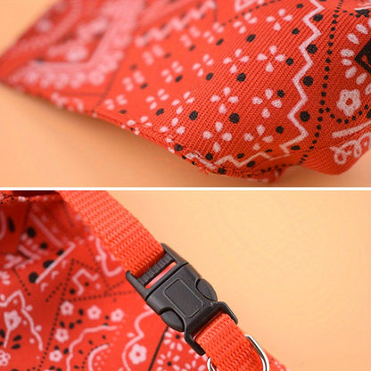 Bandana pour chien personnalisé avec fermeture à pression - Collier bavoir ajustable en polyester doux pour petits, moyens et grands chiens, tailles S M L, 4 couleurs (noir, rouge, bleu, rose), cadeau de vacances