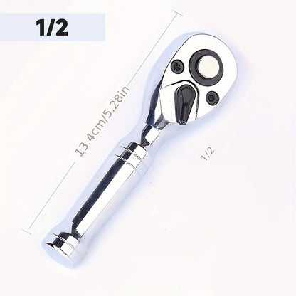 Jeu de clés à cliquet rapide 72 dents – Clé à douille compacte bidirectionnelle à manche court pour réparation automobile – 3 tailles d'entraînement 1/4", 3/8", 1/2" – Outil à cliquet à libération rapide pour mécanicien automobile et camion